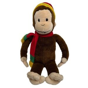Vintage 2001 Macy's Exclusive Curious‎ George Stuffed Animal Plush Hat Scarf